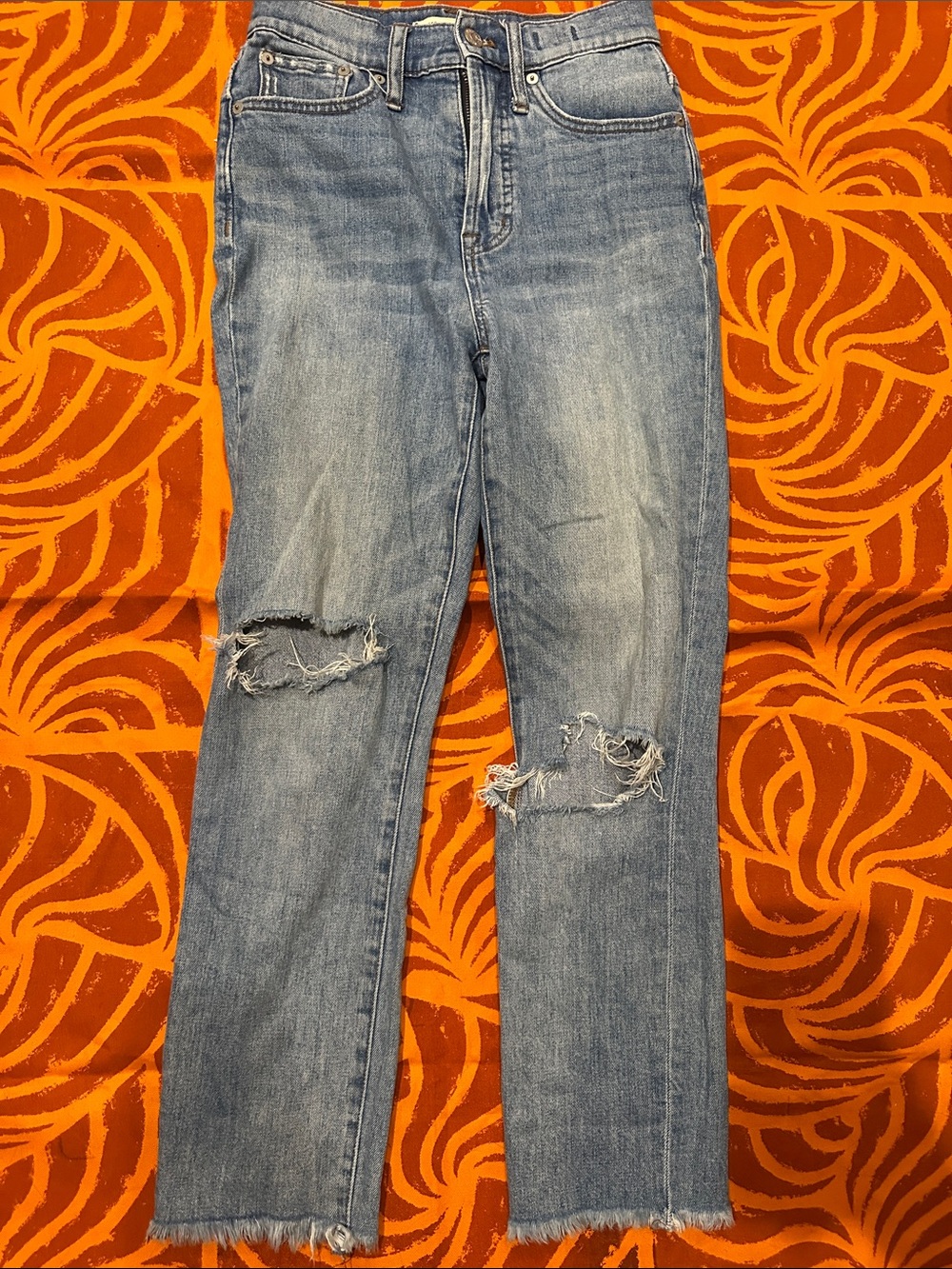 Madewell Light Blue Distressed Straight-Leg Jeans - The Perfect Vintage Jean